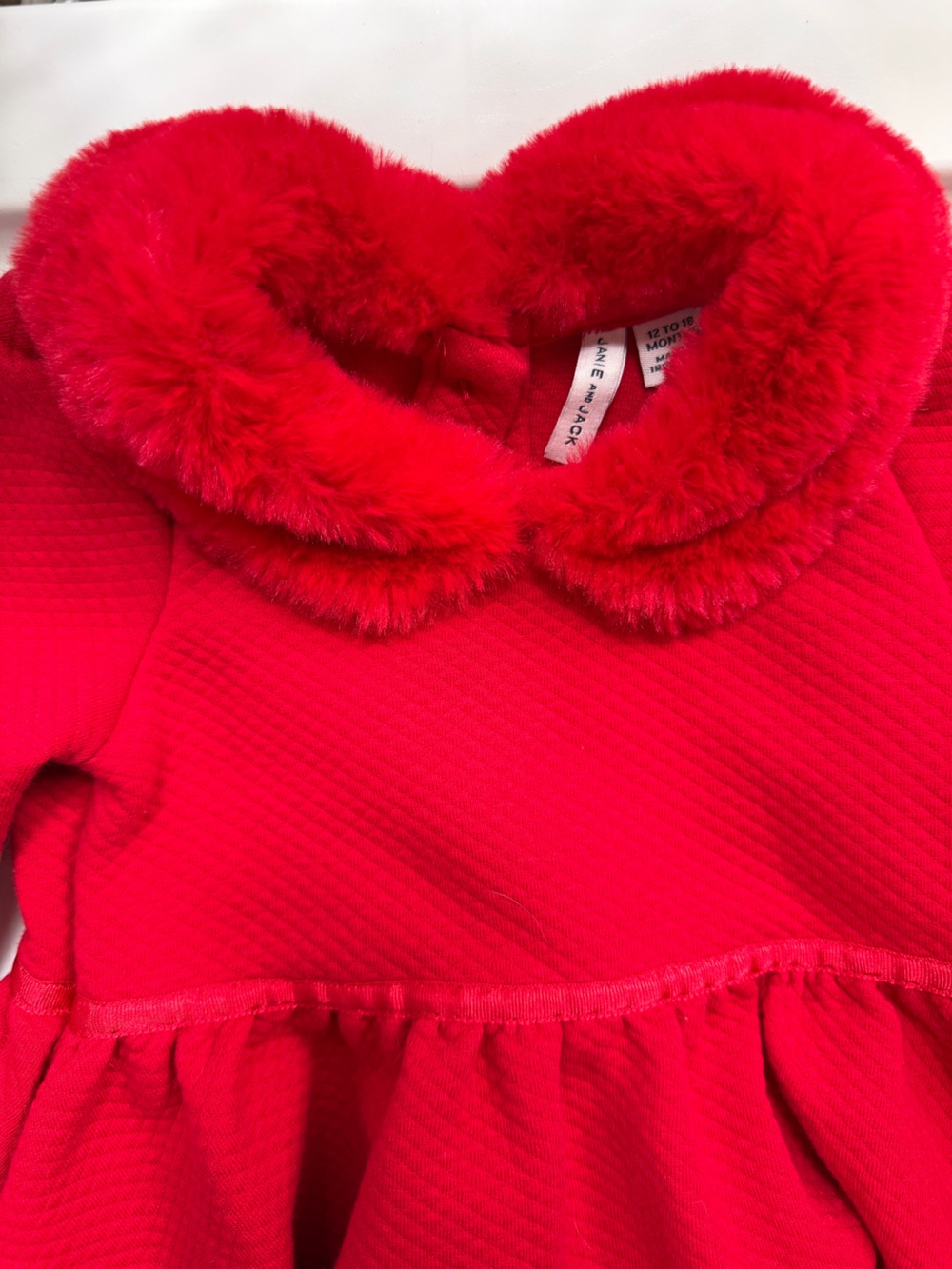 Janie and Jack Red Faux Fur Collar Dress